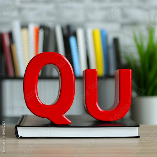 Photo - Red Letters Q and U...