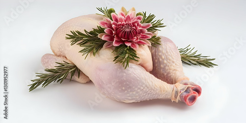 Raw Chicken with Flower and...