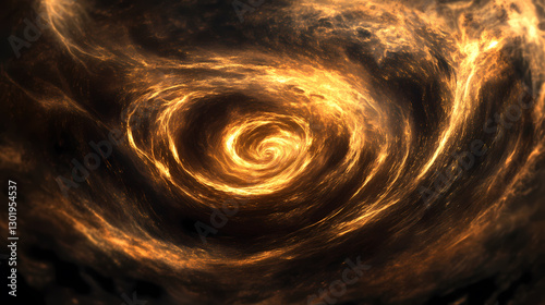 Yellow and orange spiral flames on dark background