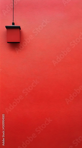 Billede på lærred Photo Red Wall Minimalist Decor Lamp Hanging Design Background
