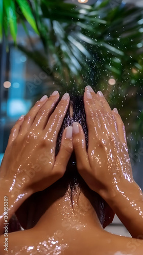 Photo Woman Washing Hair Sh...