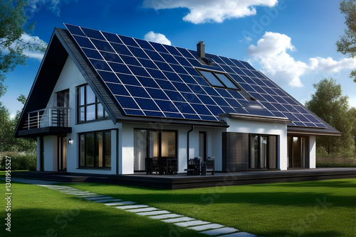 Modern Solar House 3D Illus...