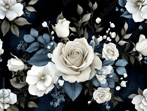 Illustration - White Roses,...