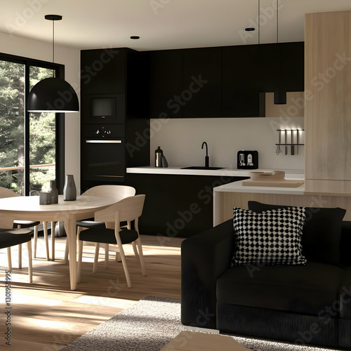 Modern Kitchen 3D Illustration