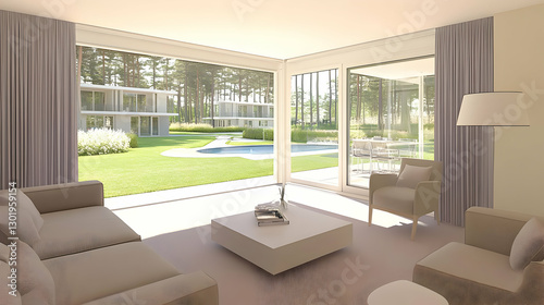 3D Illustration Modern Livi...