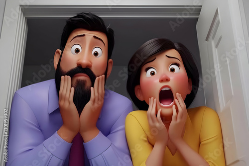 3D Illustration-Shocked Cou...