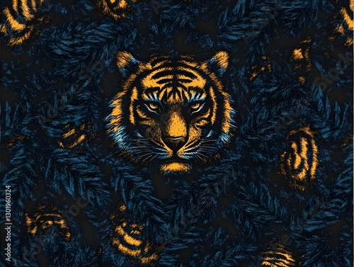 Illustration Dark Blue Tige...