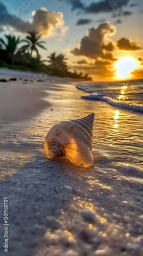 Photo Seashell Sunrise Beac...