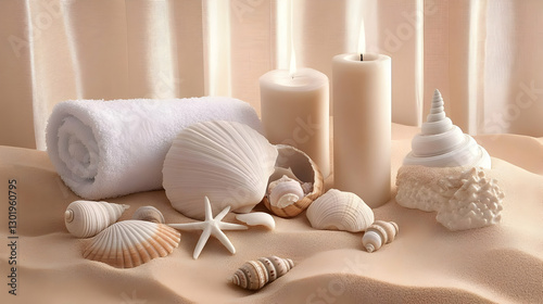 Photo Tranquil Beach Scene ...
