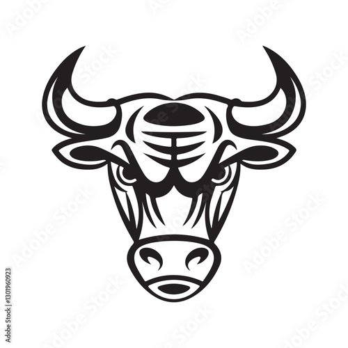  Bull head mascot logo black and white vector art