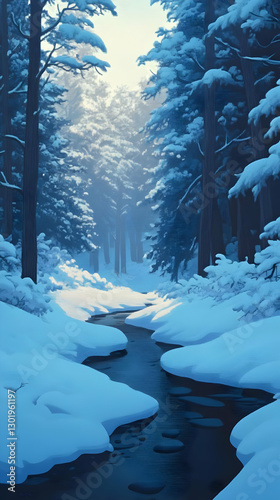 Illustration Winter Forest ...