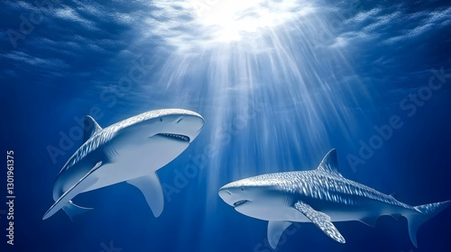 Illustration of Two Sharks ...