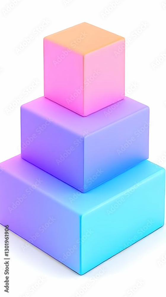 3D Illustration- Abstract Colorful Cubes Stacked Pyramid 3D Illustration- Abstract Colorful Cubes Stacked Pyramid