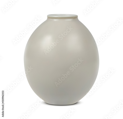 Realistic grey vase isolated on white background