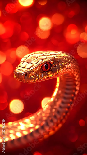 3D Illustration Golden Snak...