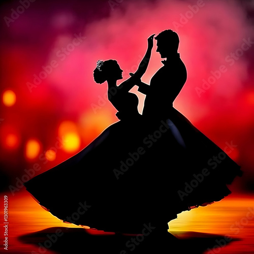 Illustration of Couple Danc...