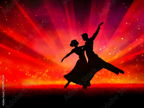 Illustration of Couple Danc...