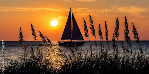 Photo - Sailboat Sunset Sil...