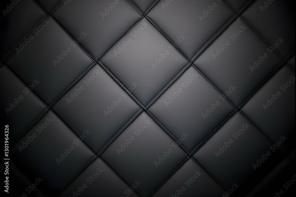 Naklejka premium Abstract Background Illustration - Black Leather Texture, Stitching, Diamond Pattern