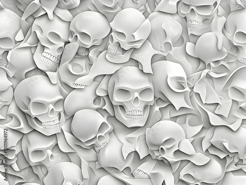 3D Illustration White Skull...