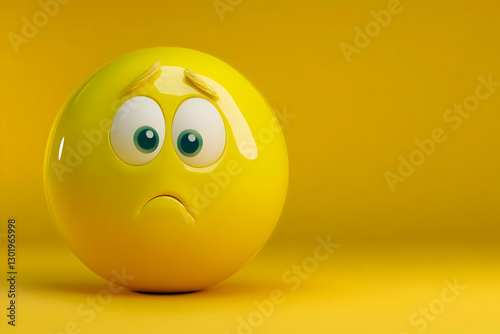 3D Illustration Sad Face Em...