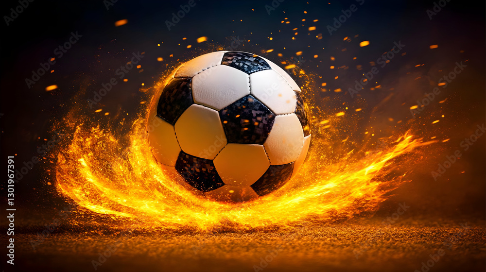 Fototapeta premium Fiery Soccer Ball Illustration