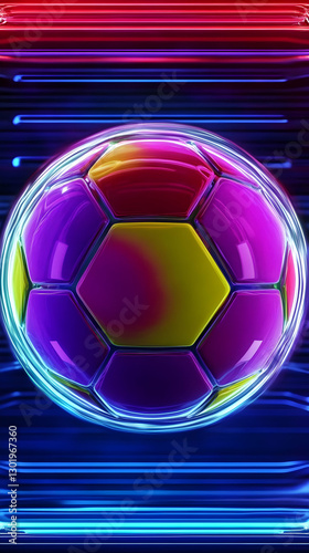 3D Illustration Neon Soccer...