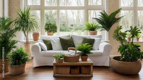 Living Room Plants and Whit...