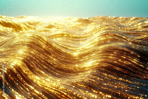 3D Golden Liquid Abstract B...