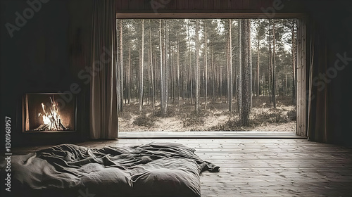 Cozy Cabin Interior Illustr...