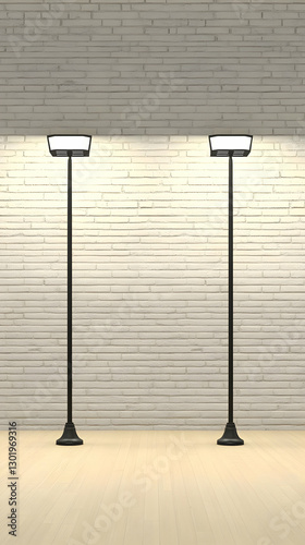 3D Render Lit Floor Lamps B...