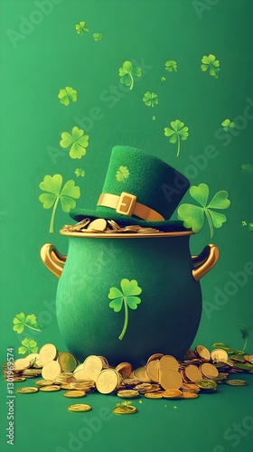 3D Illustration, Pot of Gol...