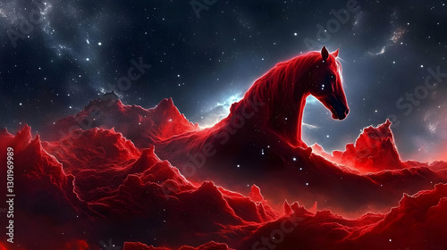 Red Horse Illustration, Sta...