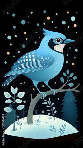 Illustration - Blue Bird on...