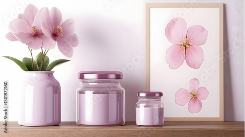 3D Illustration Pink Flower...