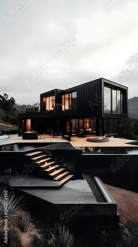 Photo Modern Black House Ar...