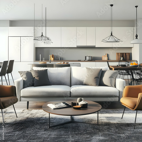 3D Illustration Modern Livi...