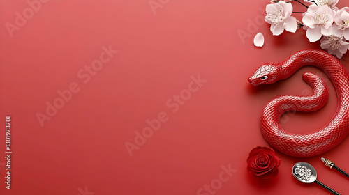 3D Illustration Red Snake, ...