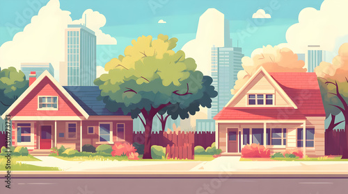 Illustration of Suburban Ho...