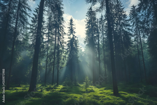 Photo Sunlight Beams Throug...