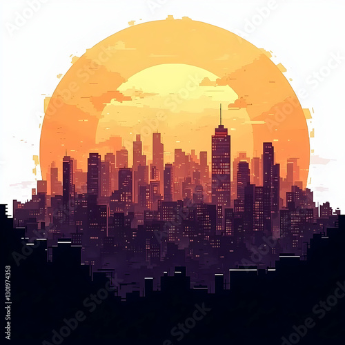 Illustration Cityscape Suns...