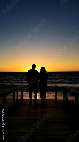 Photo Couple Silhouette Sun...