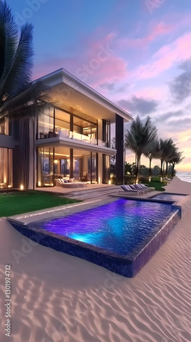 3D Illustration, Beachfront...