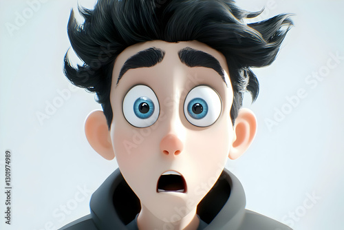 Astonished 3D Cartoon Boy I...