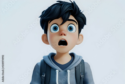 3D Illustration, Boy with B...