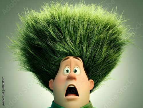 3D Illustration Green Hair ...