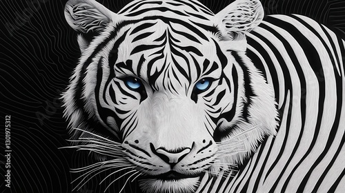 Wallpaper Mural Striking White Tiger with Mesmerizing Blue Eyes Torontodigital.ca