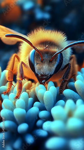 Illustration of Bee on Blue...