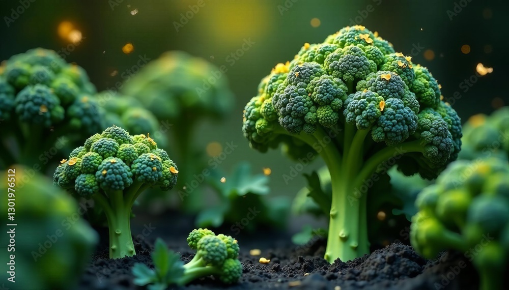 custom made wallpaper toronto digitalUnique broccoli with golden hues scattered throughout, diet, produce