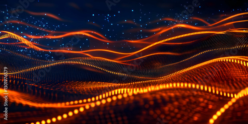 Abstract 3D Orange Wave Bac...